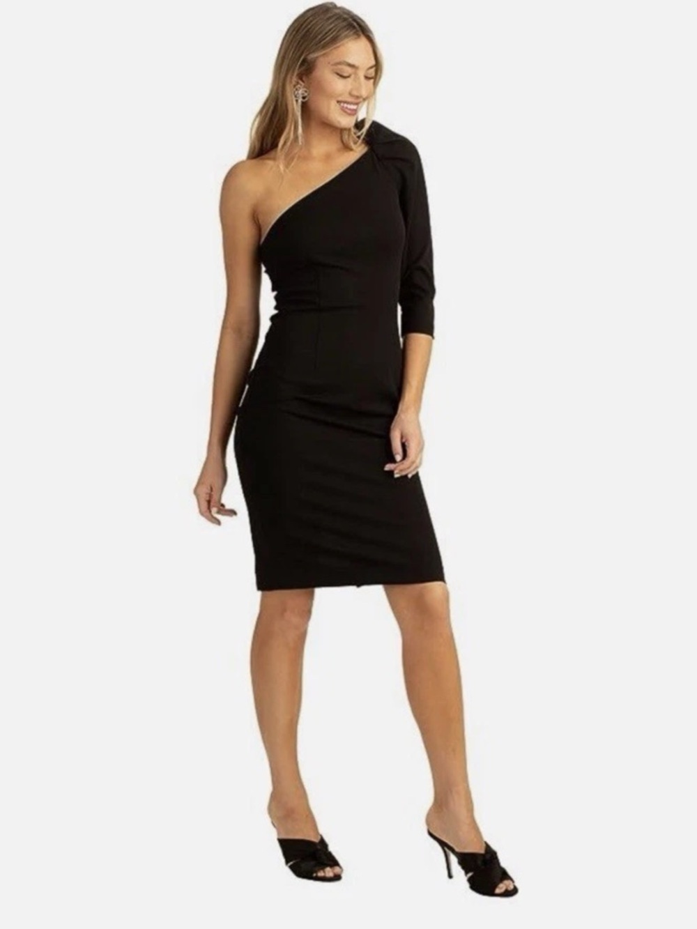 Trina Turk Black One-Shoulder Asymmetric Dress